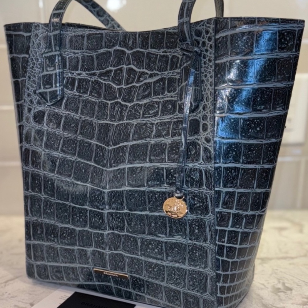 Brahmin Jayden Tote Obsidian Veil Teal/Blue Flat Croc Gorgeous BRAND NEW! RARE!